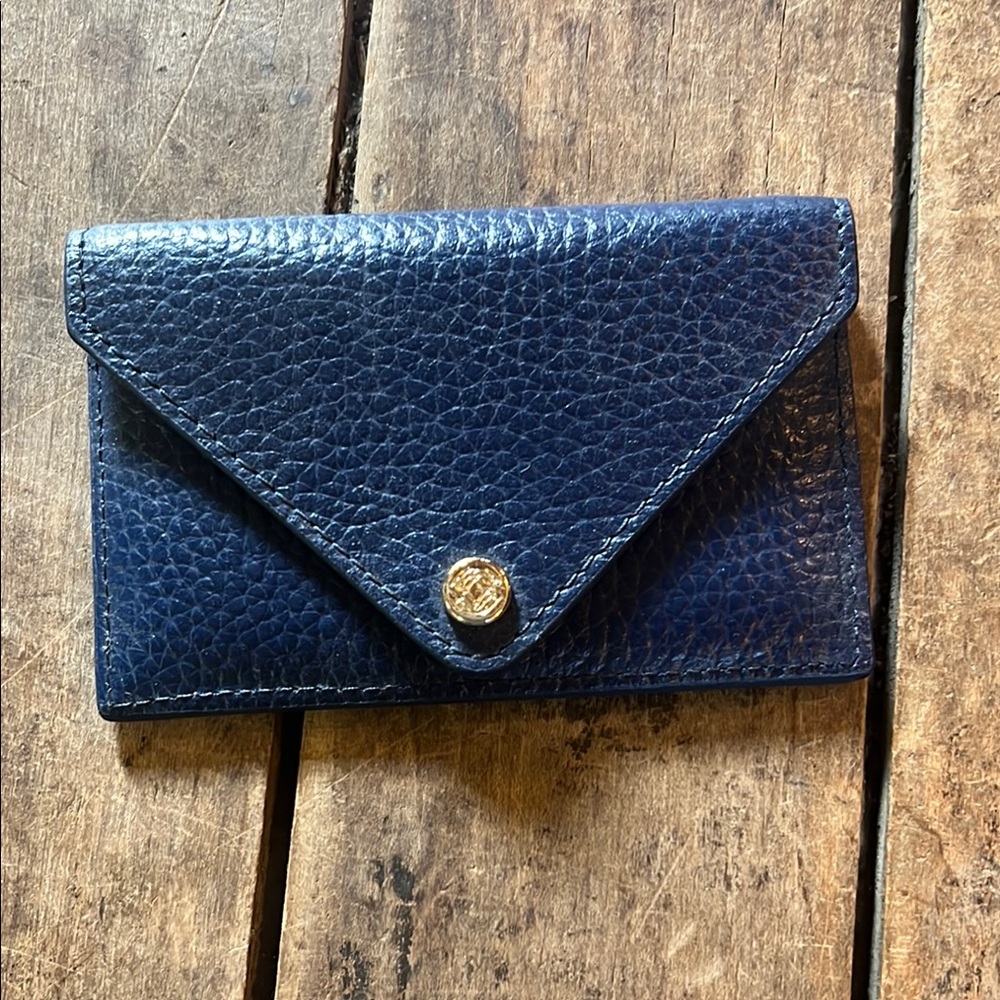 Dagne Dover Navy Blue Textured Envelope Wallet